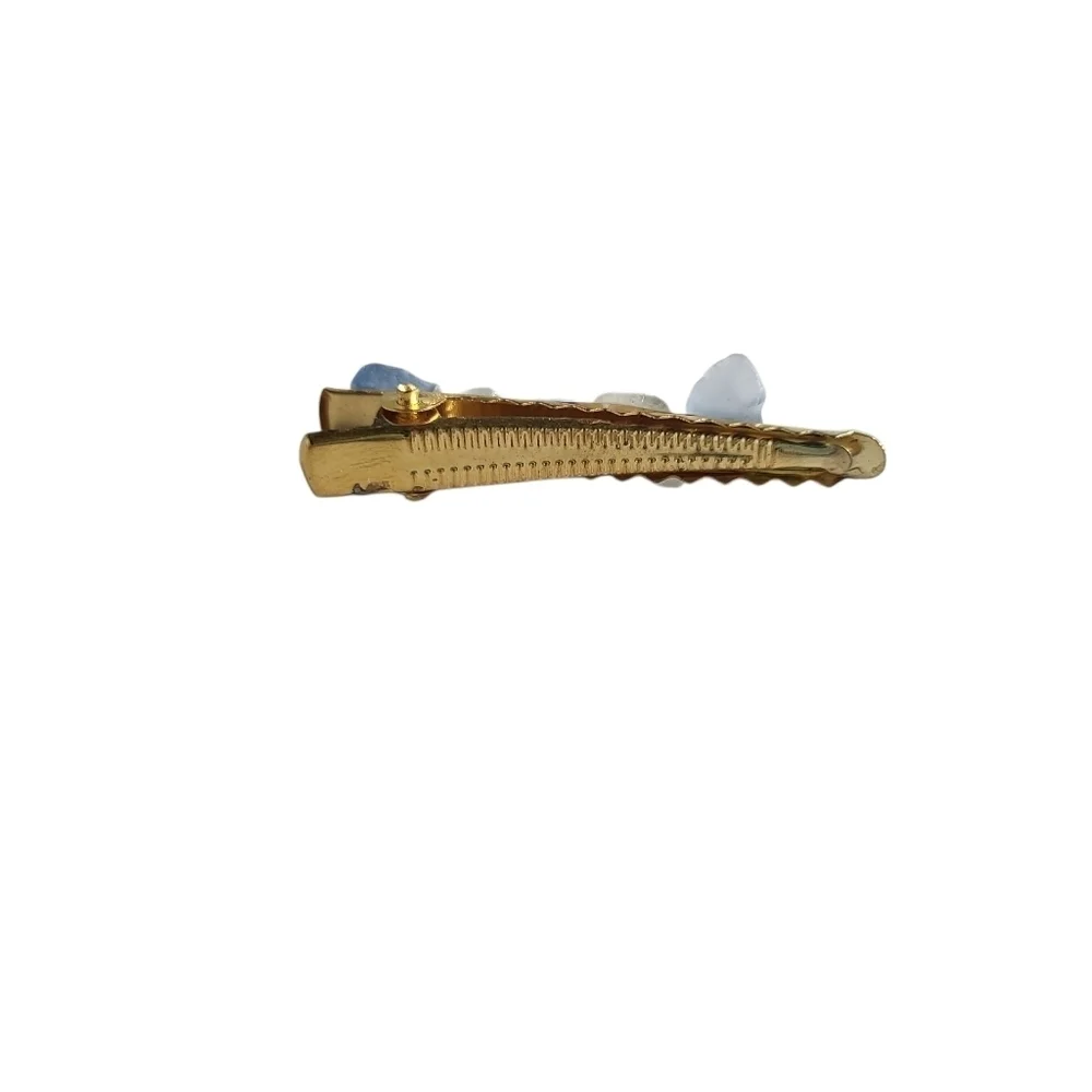 Handmade Sea Glass Barrette Hair Clip - Blue & White Beach Glass